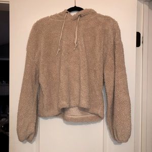 Woman’s Z Supply soft / Furry Tan Hoddie / Sweater with a draw string size M
